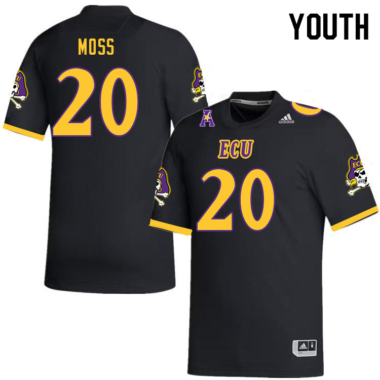 Youth #20 Ty Moss ECU Pirates 2023 College Football Jerseys Stitched-Black - Click Image to Close